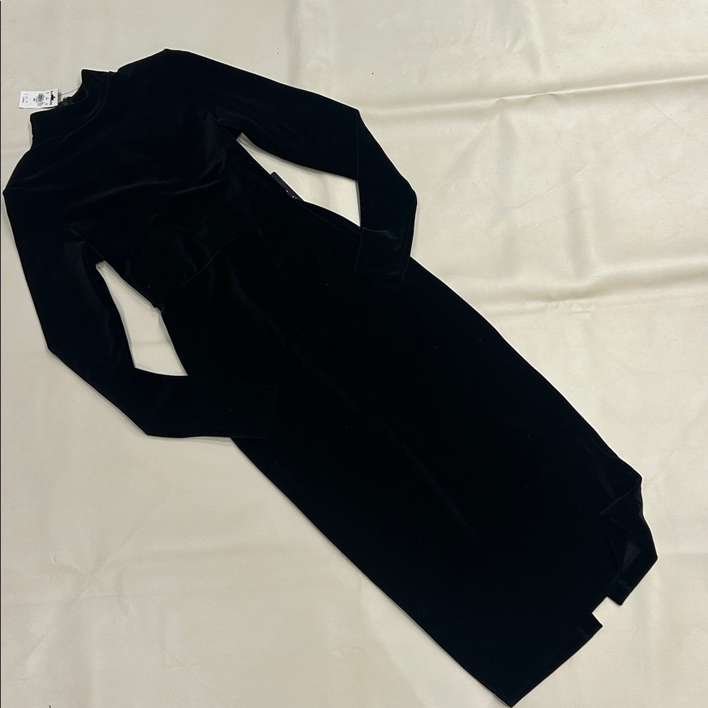 NWT Express black velvet midi dress